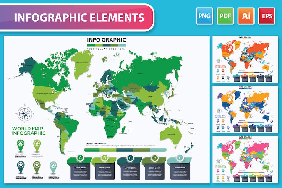 Banner image of Premium Maps Infographic Design  Free Download
