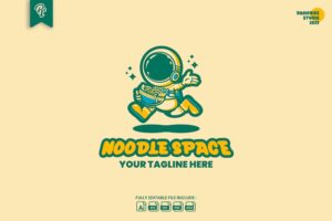 Banner image of Premium Astronout Ramen Noodle Cartoon Logo  Free Download