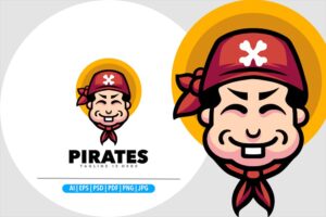 Banner image of Premium Cute Pirate Logo Template  Free Download