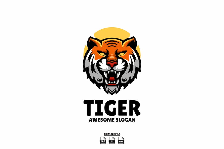 Banner image of Premium Tiger Head Illustration Logo  Free Download