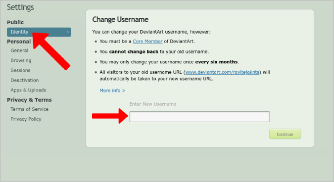 Identity Shift: Change Username on DeviantArt