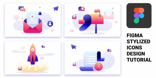 Figma iconography tutorial How to create stylized icons design in