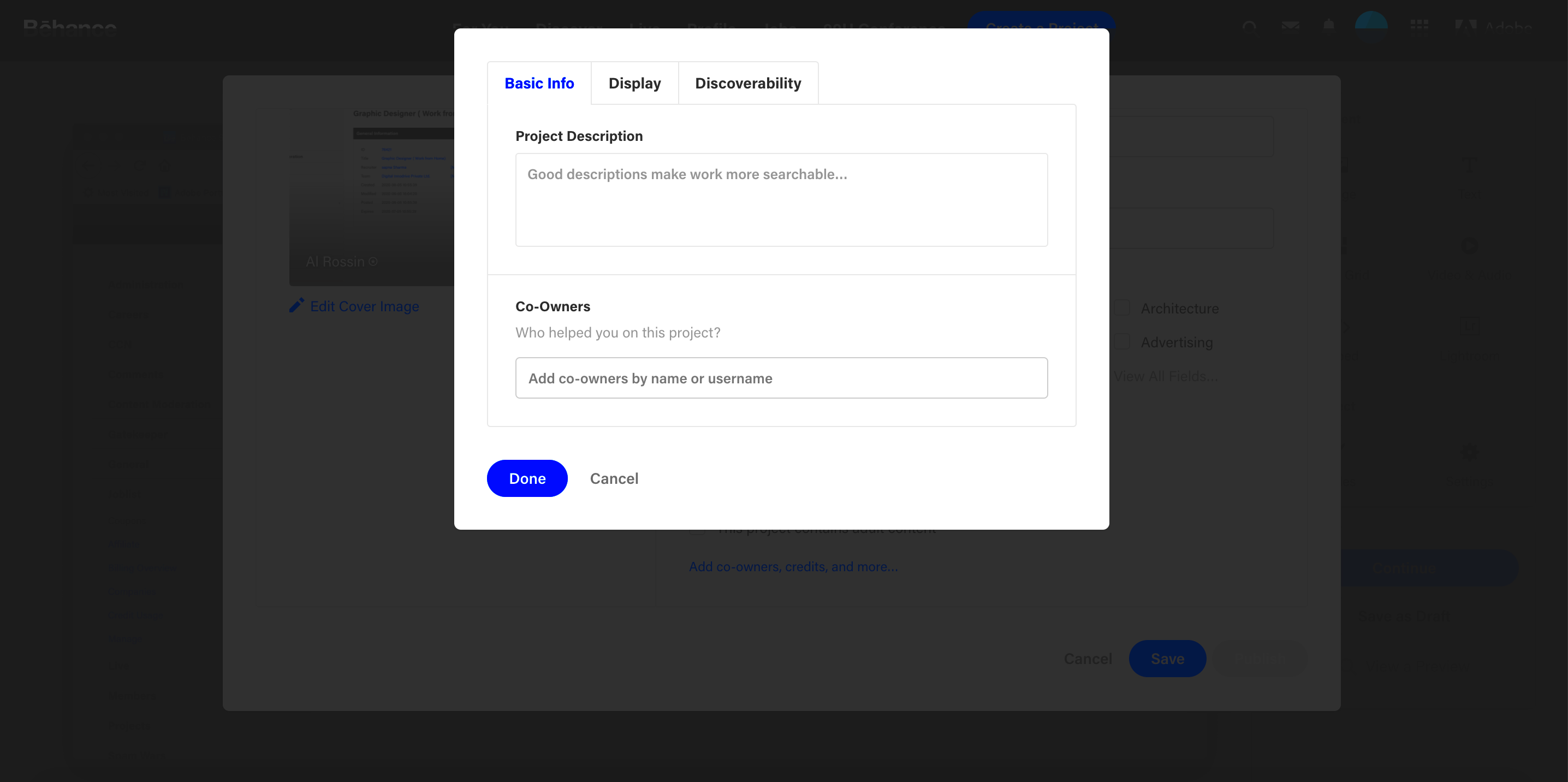 Guide Create  Publish A Project  Behance Helpcenter