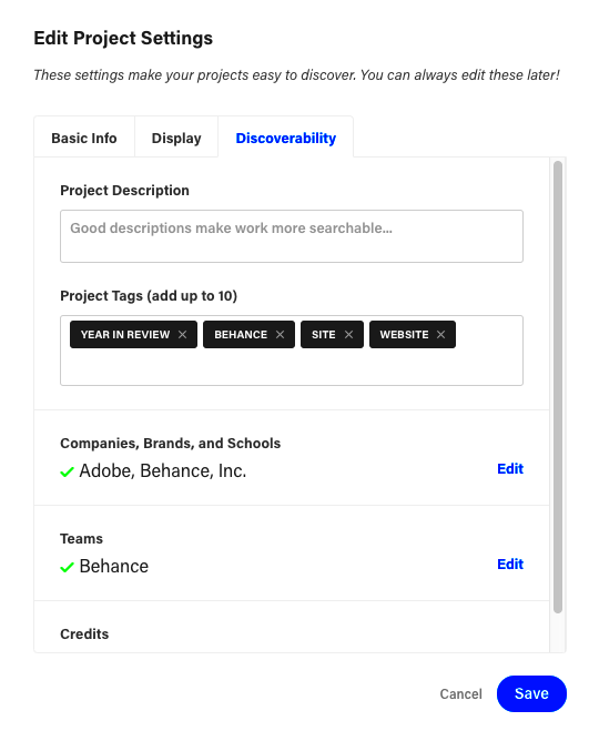 How to Add Project Tags on Behance