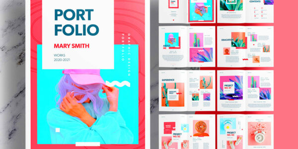 Editorial Pink Portfolio Layout Template on Behance