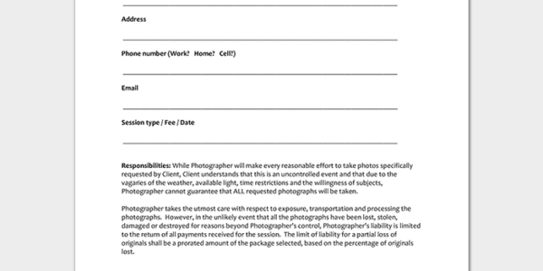 Styled Shoot Contract Template