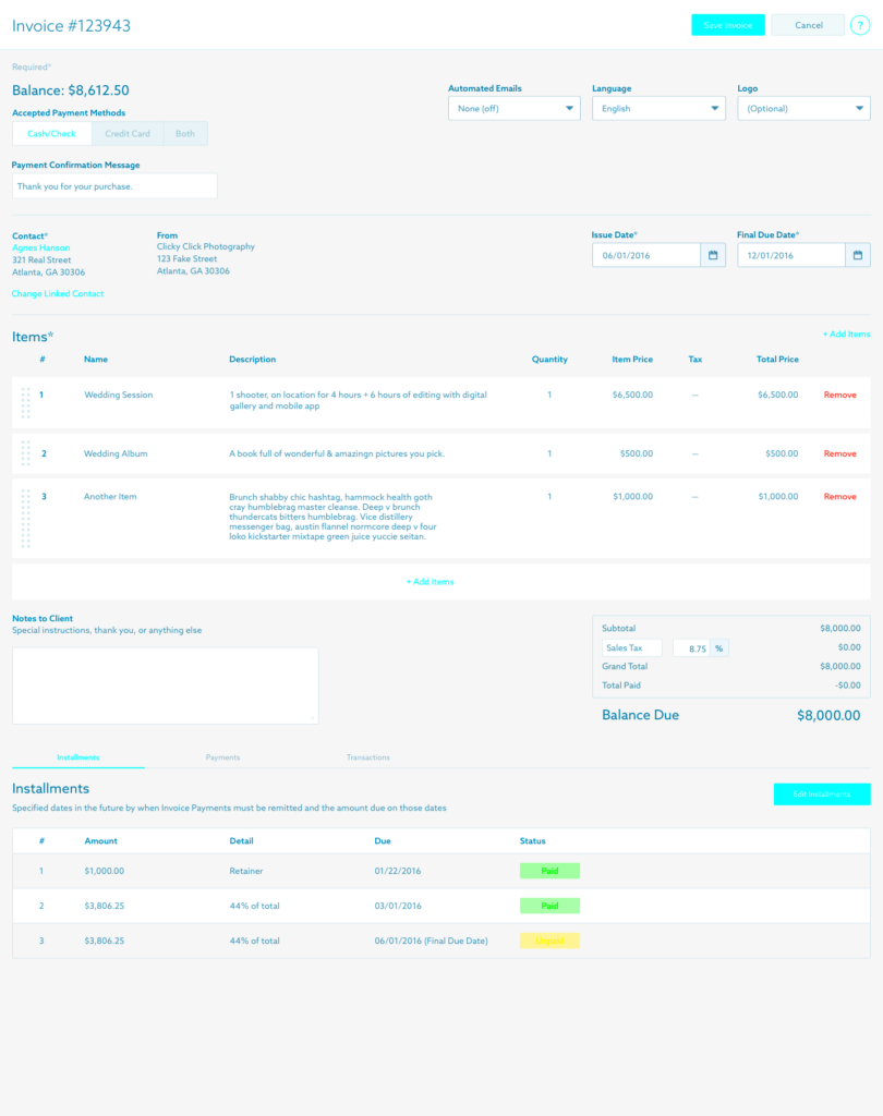 How to Create an Invoice Template in ShootProof