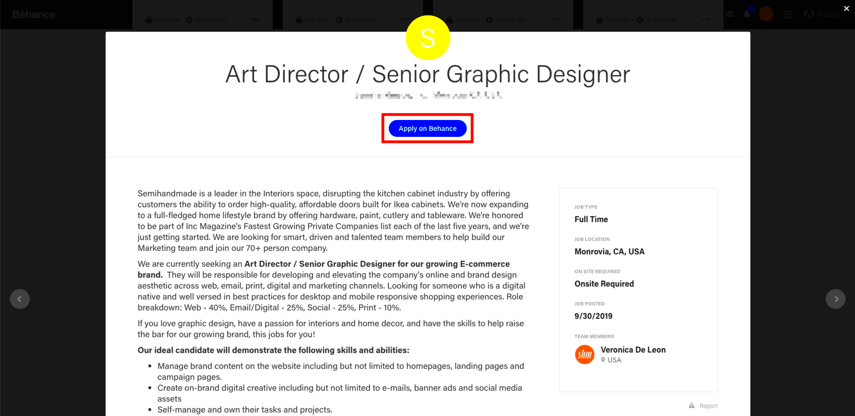 Guide Applying For Jobs On Behance  Behance Helpcenter