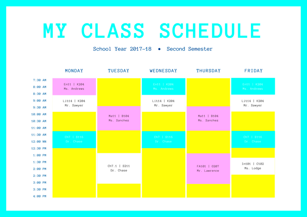 Organize Your Courses with Canva Class Schedule Template