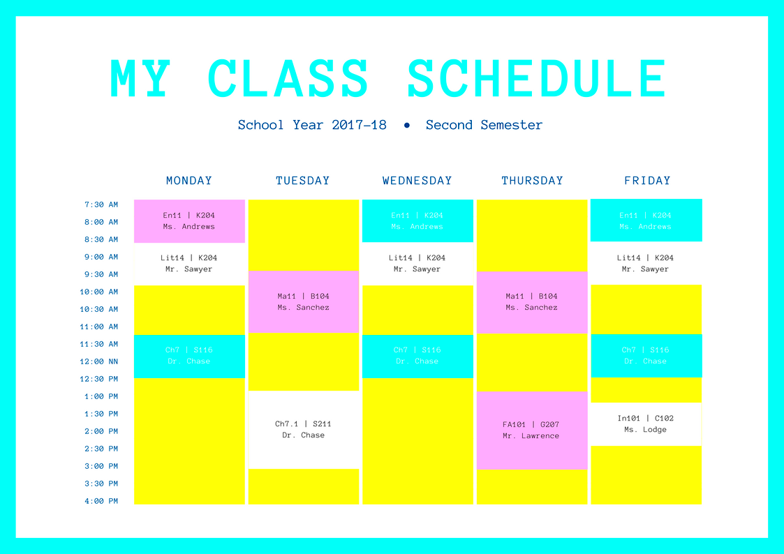 Free Online Class Schedules Design a Custom Class Schedule in Canva