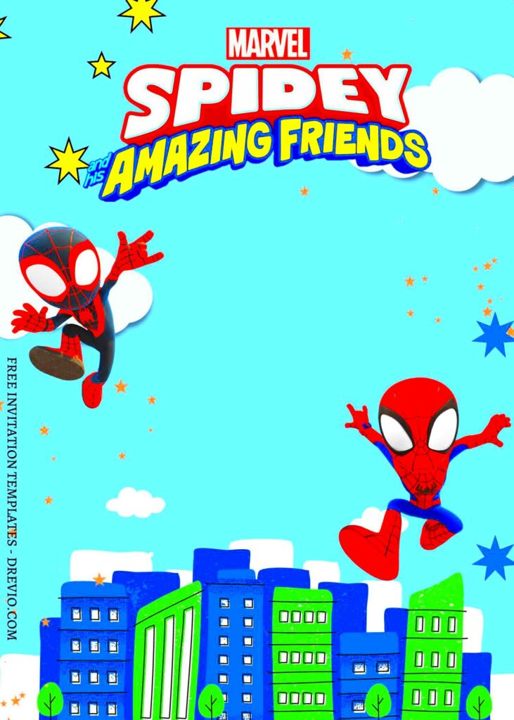 Invite Friends with Spidey and His Amazing Friends Invitation Template from Canva