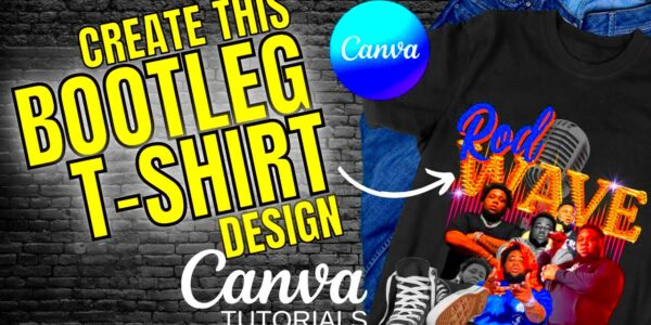 How to design a vintage style bootleg rap tshirt Canva tutorial Rod