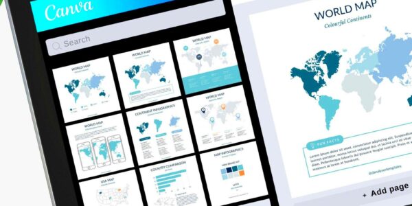 World Map Infographic Canva Template USA City Map Infographic Template