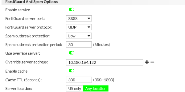 Connecting to FortiGuard AntiSpam service  FortiMail 722