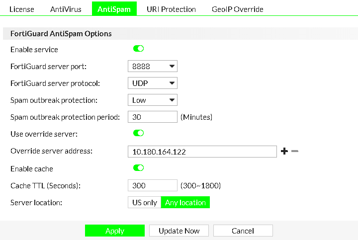 Performing Antispam Checks with Fortiguard Downloader