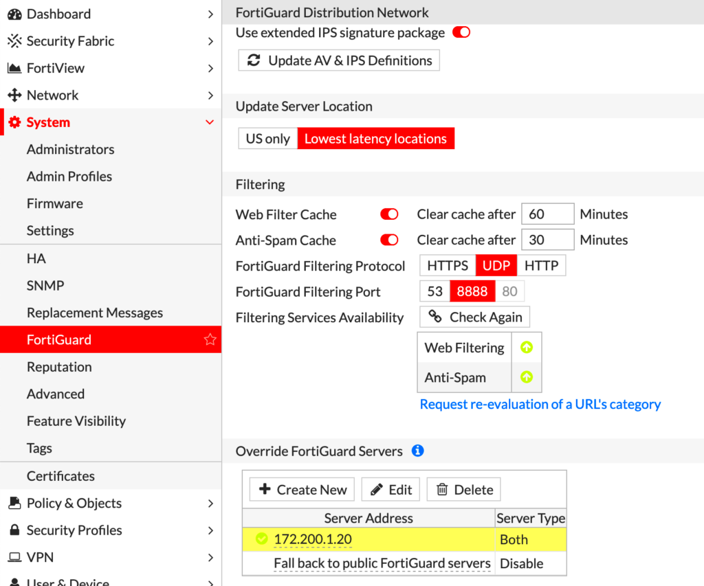 Using FortiManager as a Fortiguard Downloader Server