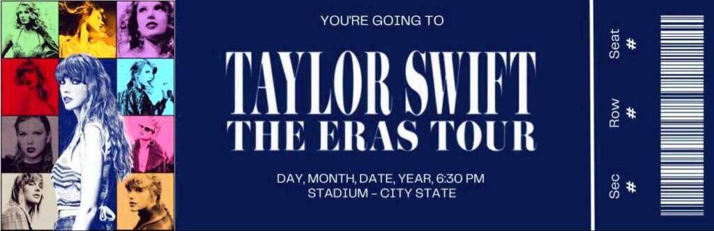 Taylor Swift Eras Tour Free Ticket Template in 2023  Taylor swift