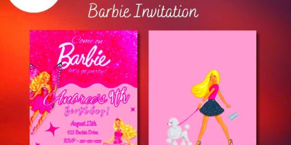 Editable Barbie Birthday Invitation Canva Template Barbie  Etsy UK