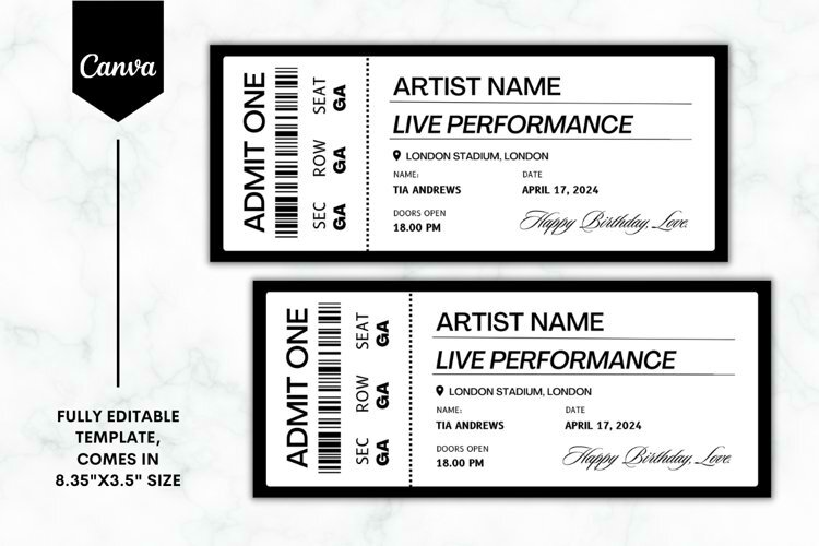 Editable Concert Ticket Canva Template 2