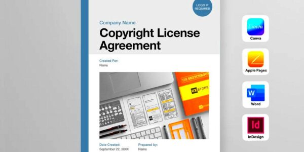 Canva Printable Copyright License Agreement Template Written Contract