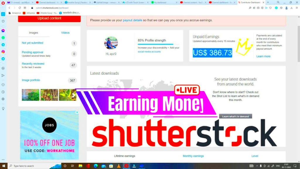 Earning Money Shutterstock Account  Live Proof Earn Shutterstock