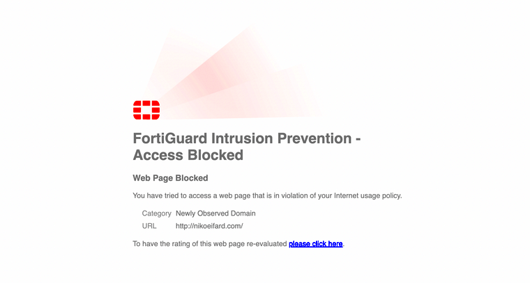 FortiGuard Intrusion Prevention  Access Blocked  APPDRAG Community