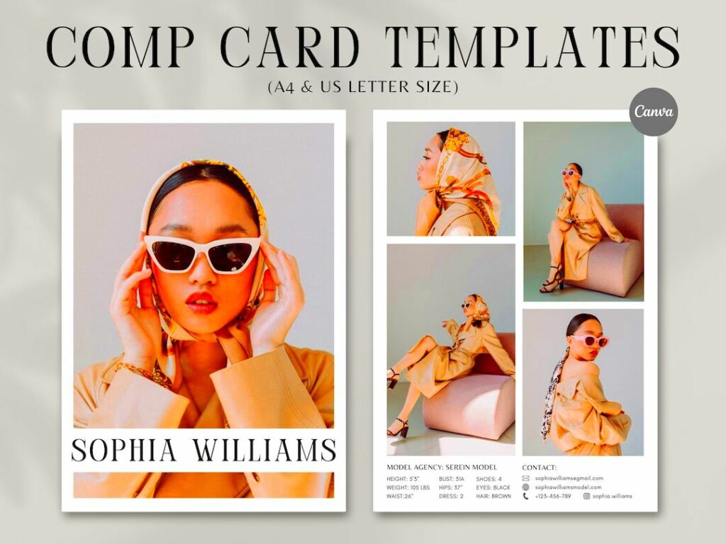 Design Model Comp Cards with Canva Model Comp Card Template