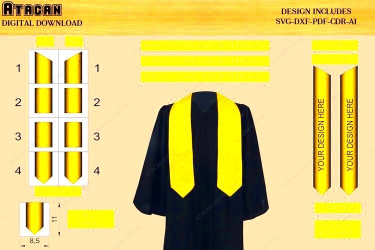 Graduation Stole Template  Canva Editable Stole Sublimation