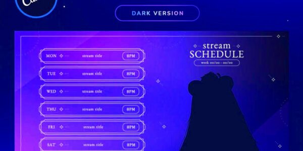 Dark purple starry stream schedule template minimal gradient streamer