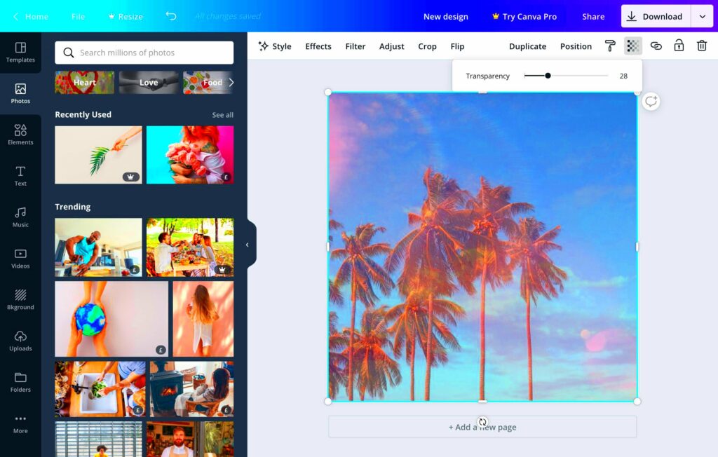 Canva Image Transparency
