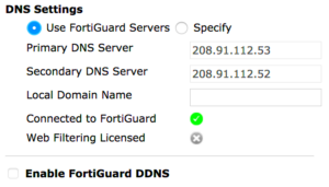 Configure DNS settings on a FortiGate 60D  Pilot