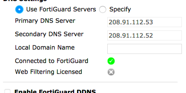 Configure DNS settings on a FortiGate 60D  Pilot