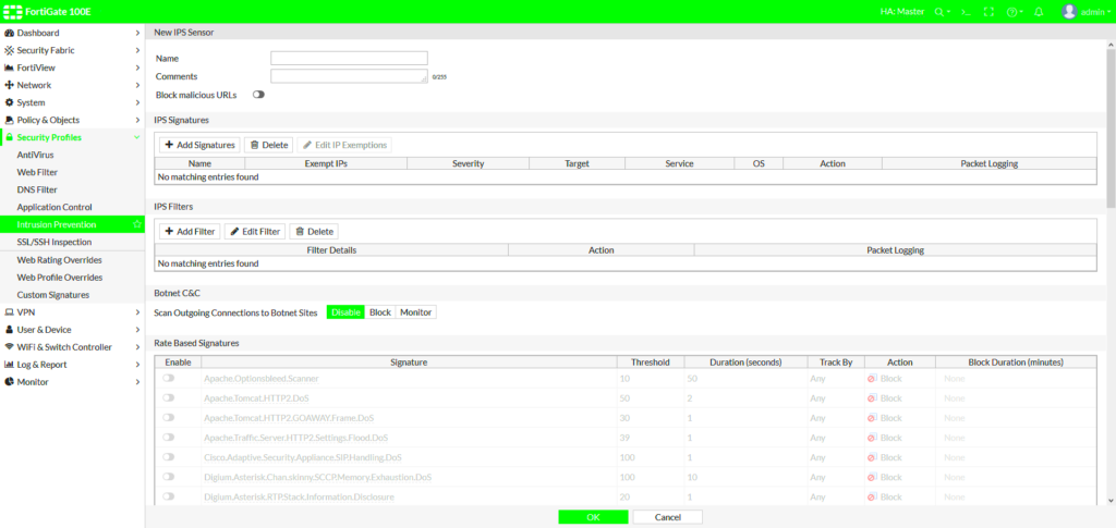 Configure IPS Sensors on FortiGate