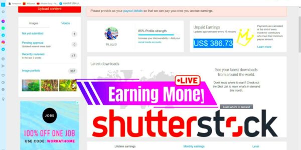 Earning Money Shutterstock Account  Live Proof Earn Shutterstock