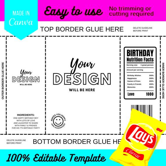 Edit Fun Chip Bags Using Canva Editable Chip Bag Template