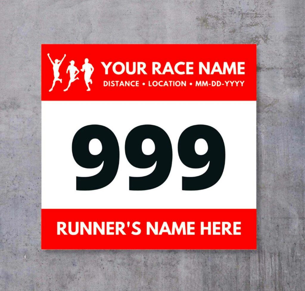 Editable Race Bib Fully Customizable Template Editable Running Bib