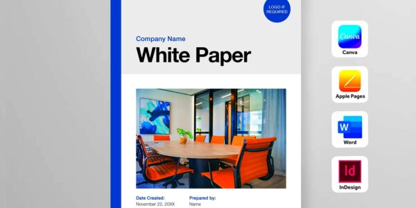 Canva Printable White Paper Template Fully Written White Paper Document