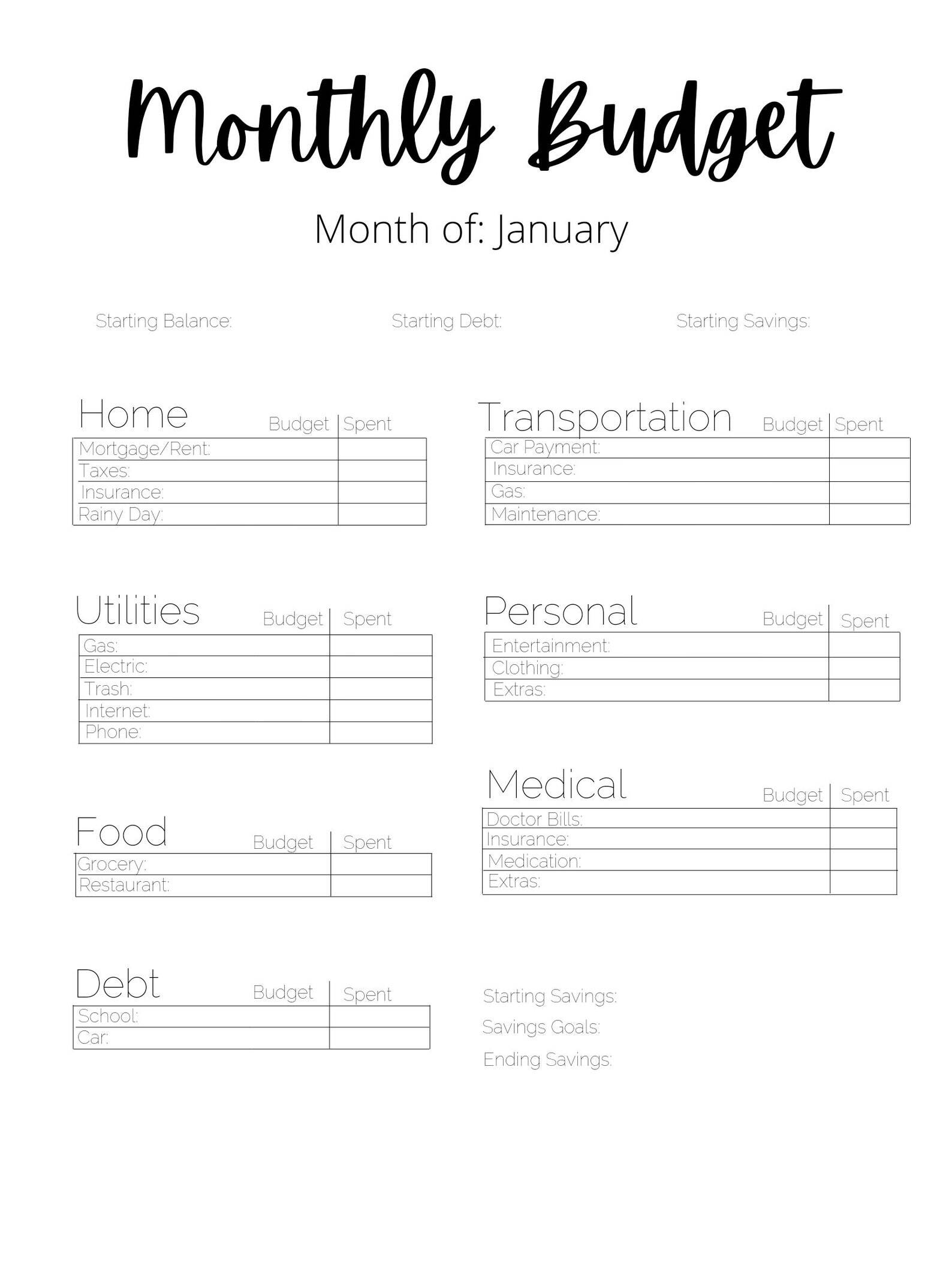 Monthly Budget Canva Template Download  Etsy