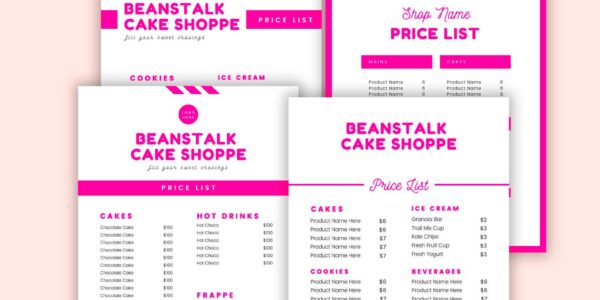 Price List Template Editable Canva Price List Template Price List