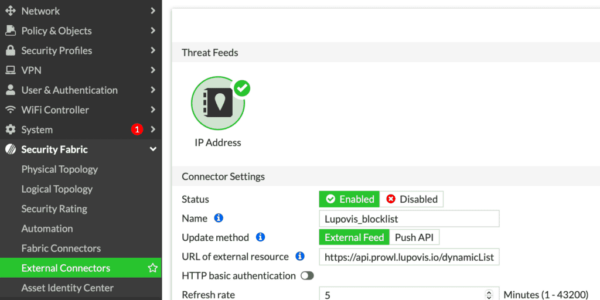 Implementing a FortiGate External IP Block List with Lupovis Prowl