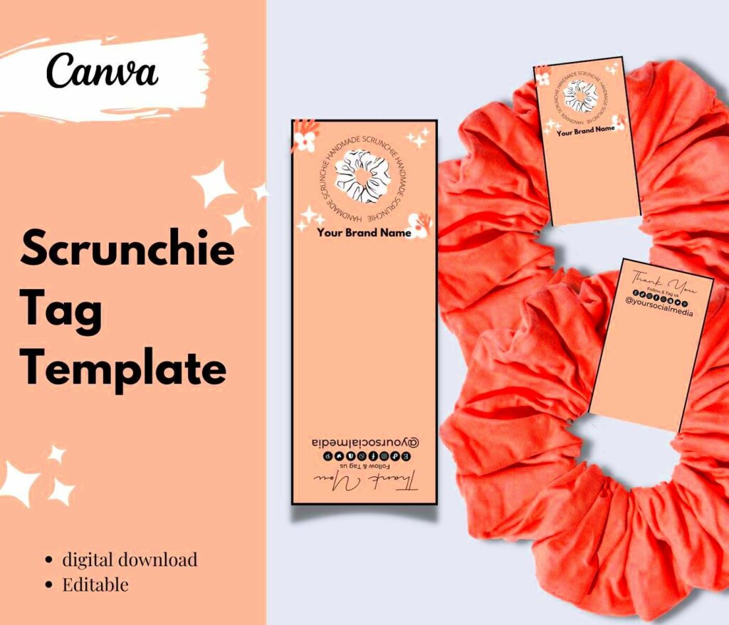 Create Custom Scrunchie Tags Using Canva Scrunchie Tag Template